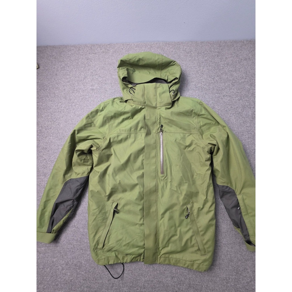 Lands' End Winter Ski Jacket Mens Small Green Hooded Removable Liner Full Zip